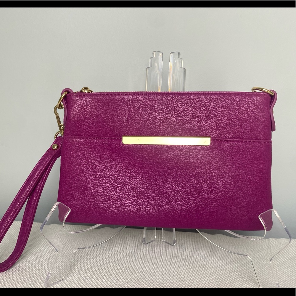 Fun Fuchsia Pink clutch or wristlet, gold hardware